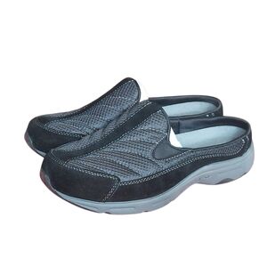 Easy Spirit Traveltime Black Suede Textile Mules Clogs 9WW
